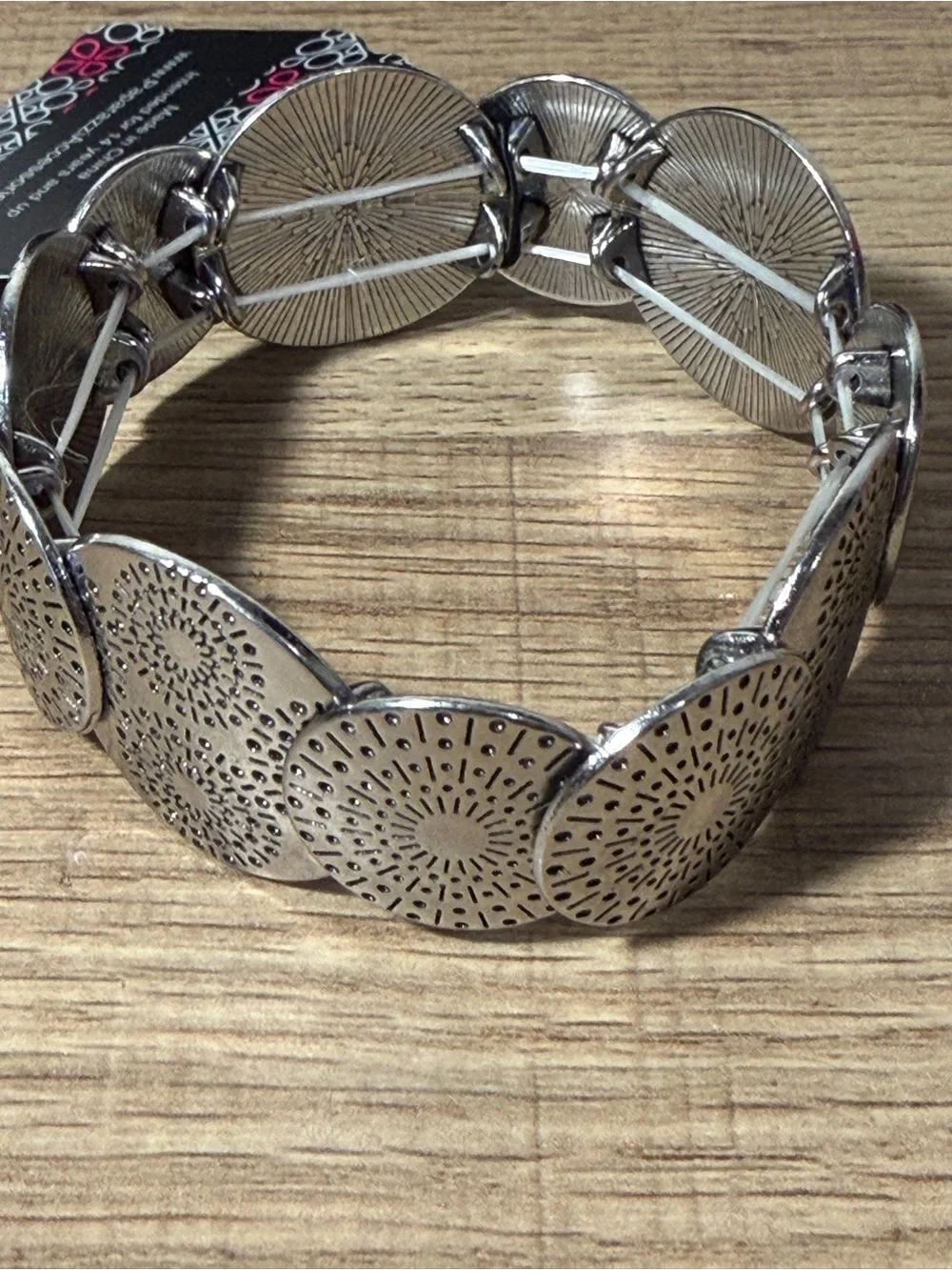 paparazzi Silver Floral Medallion Stretch Bracelet